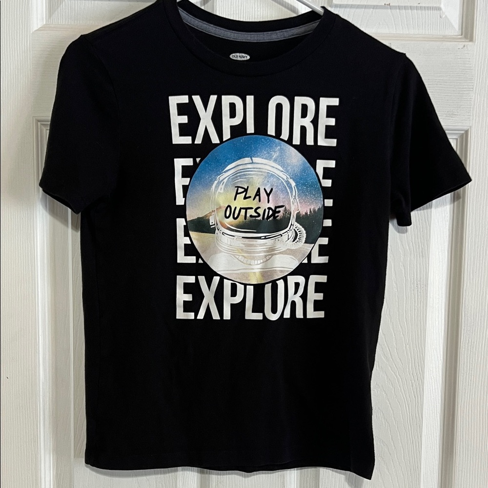 Old Navy Black 'Explore' Kids Tee
